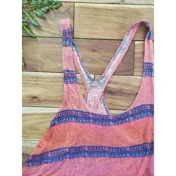 Ecote Top Women M Crop Open Flap Back Racerback Floral coral Loose Concert Top - Picture 4 of 4